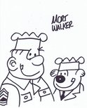 Mort Walker autograph Beetle Bailey and Sarge Image.