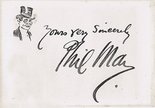 Phil May signature autograph and self caricature Image.